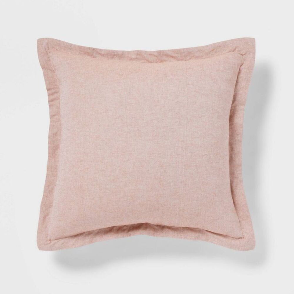 Euro Cotton Linen Blend Chambray Square Throw Pillow - Solid Terracotta